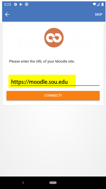 Screenshot of mobile login