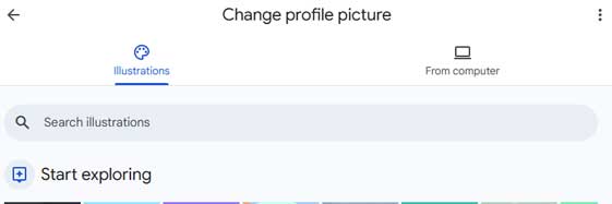 Picture of the two tabs that you may select for picking your profile picture