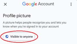 A picture of the option on the profile picture to change visibility of your profile picture for certain people