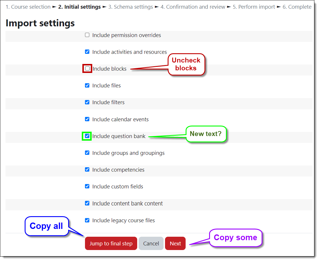 Select what to import