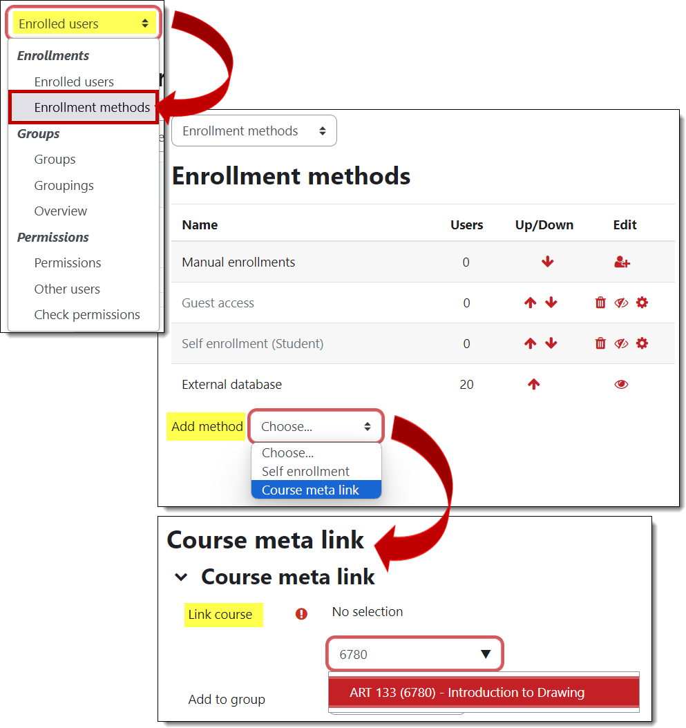 Screenshots that illustrate the steps detailed