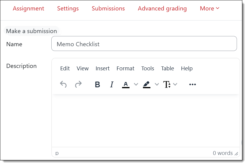 Screenshot of Name and Description fields