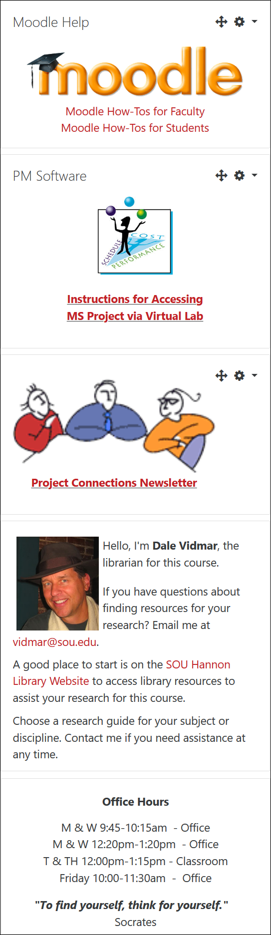 Screenshot of selected html blocks