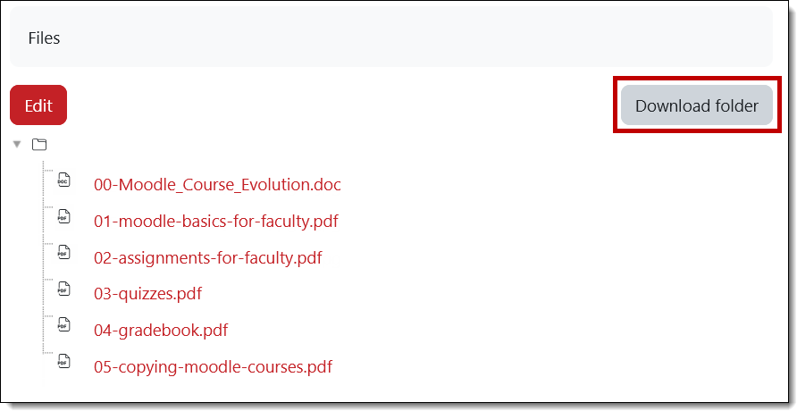 Screenshot of open folder with Download folder highlighted