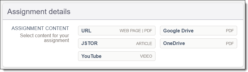 Screenshot of attachment options