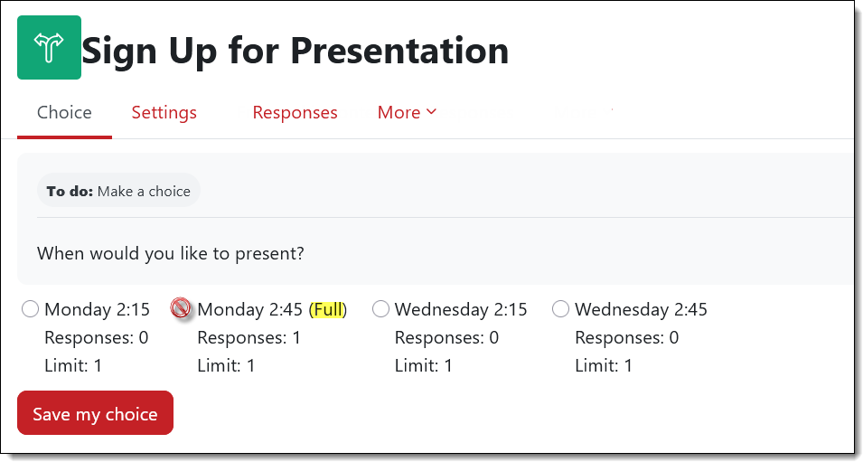 Screenshot of poll with four choices
