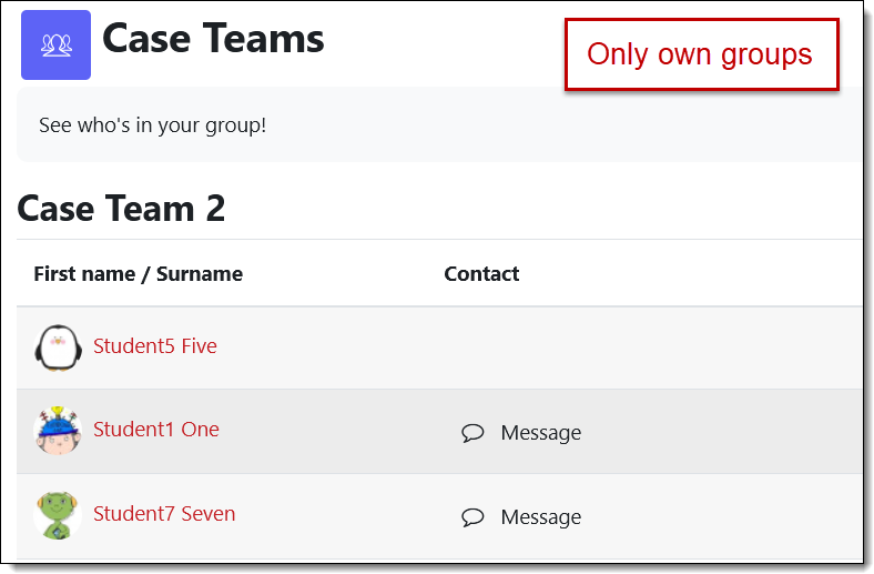 Screenshot of Group Members page