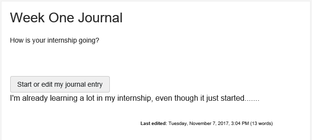 Student view of journal