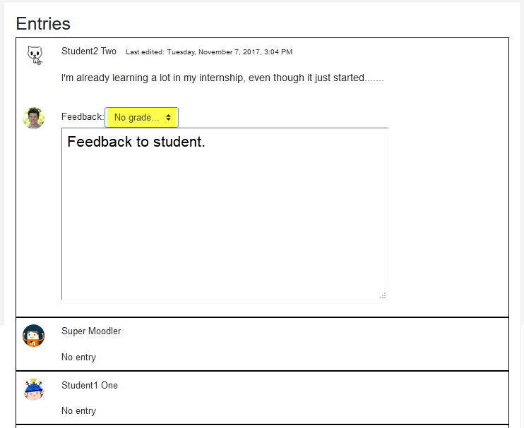 Instructor grading interface