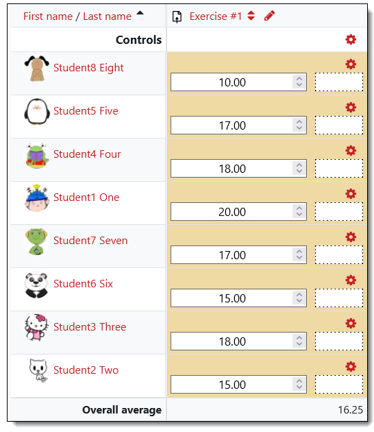 Screenshot of grader report with manual grades