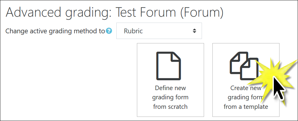Screenshot of selecting templates