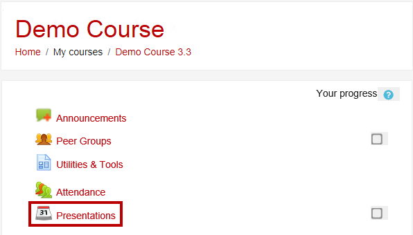 Screenshot of scheduler link
