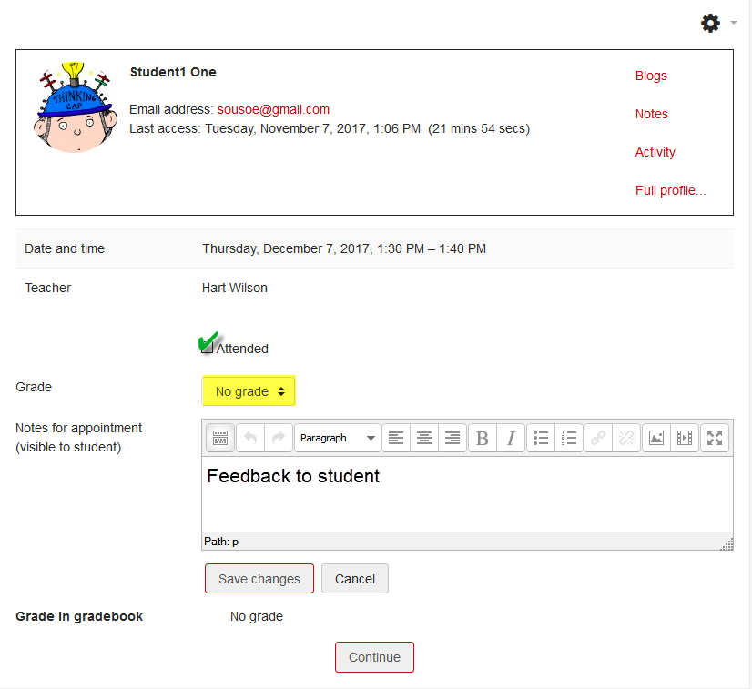 Instructor interface