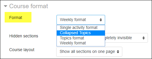 Screenshot of collapsed topics settings