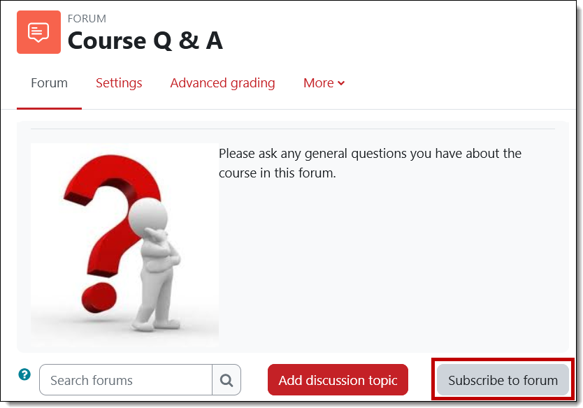 Screenshot of subscription link in a forum