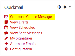 Screenshot of Quickmail block
