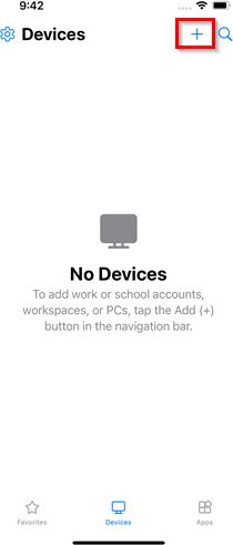 Picture of the windows app menu and the plus arrow at the top right of the screen which brings up the add menu.